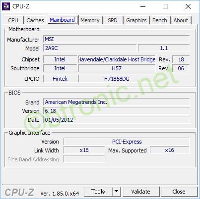 HPブランドのPC（p6740jp/CT）のマザーボートをCPU-Zでチェック。チップセットIntel H57 Expressが使われている。
