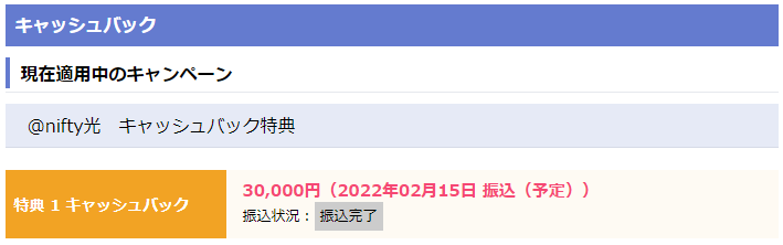 現金キャッシュバック